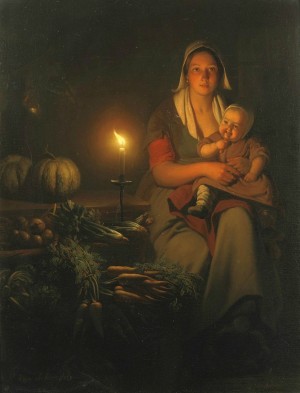 Mother and child at the night market